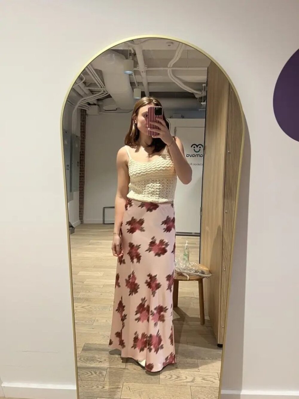 WEWOREWHAT Slip Skirt In Blush Pink Floral Size 6